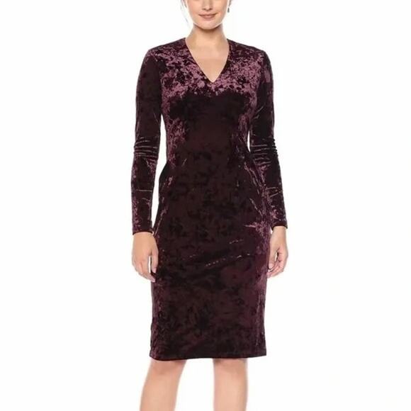 Maggy London | Purple Velvet, Long Sleeve, Dress | Size 14 - Picture 8 of 8